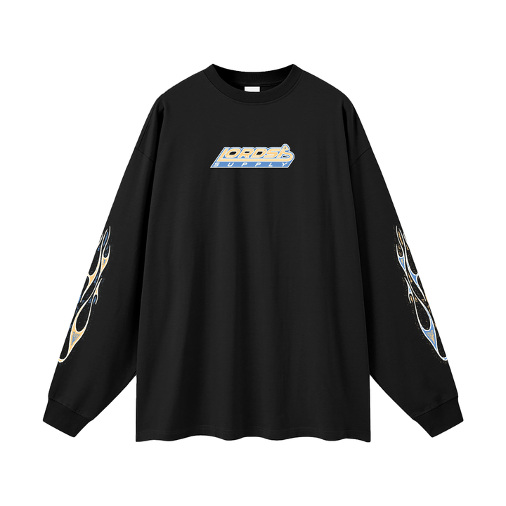 Oversized Black Flame Long Sleeve
