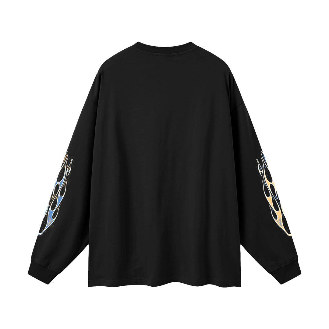 Oversized Black Flame Long Sleeve