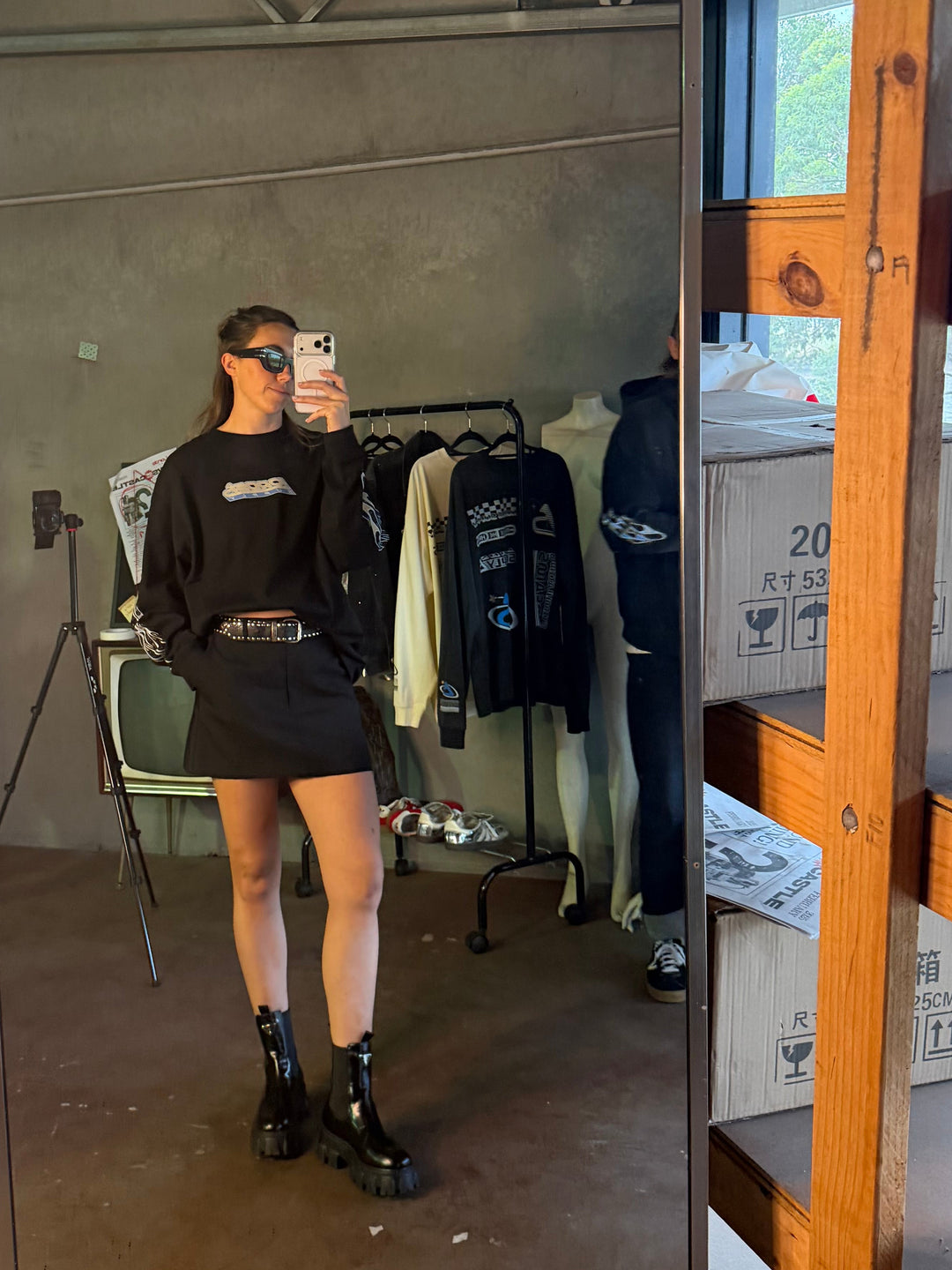 Oversized Black Flame Long Sleeve